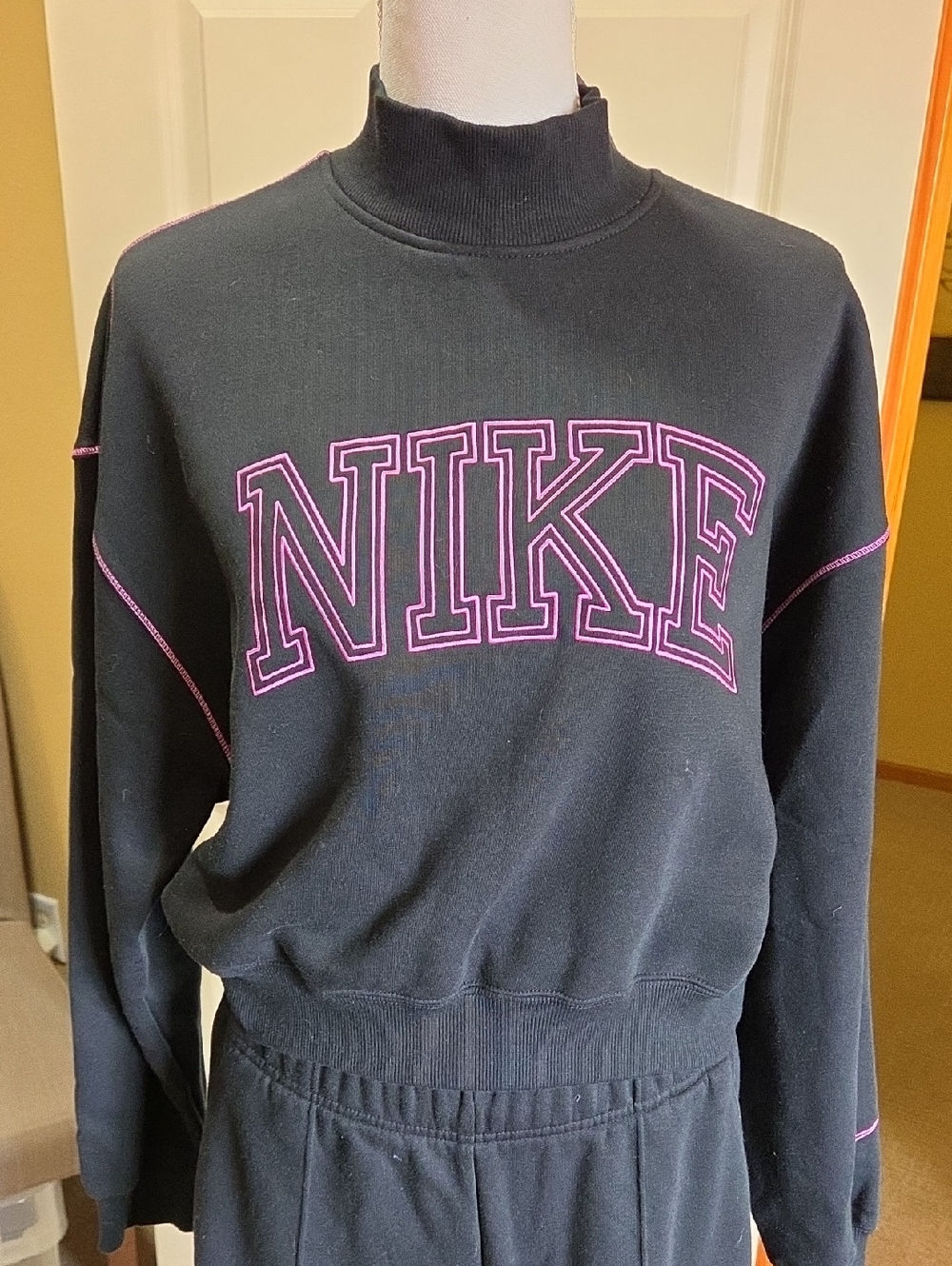 Nike Black Pullover Sweatshirt with Pink Trim